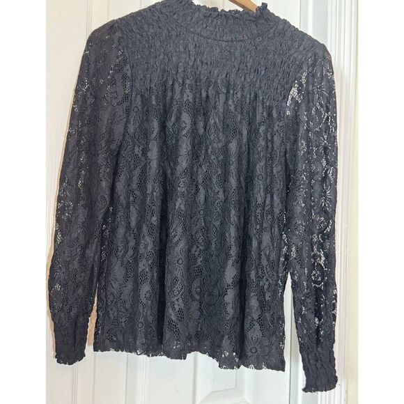 Cable‎ And Gauge Black Lace Longsleeve Blouse M Whimsigoth Witchy Fairy - Picture 1 of 8